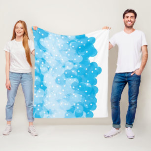 Modern Blue Bubbles Baby Boy Pattern Fleece Blanket