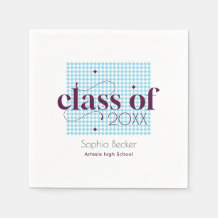  Modern Blue Burgundy Graduation Cap Pattern  Napkin