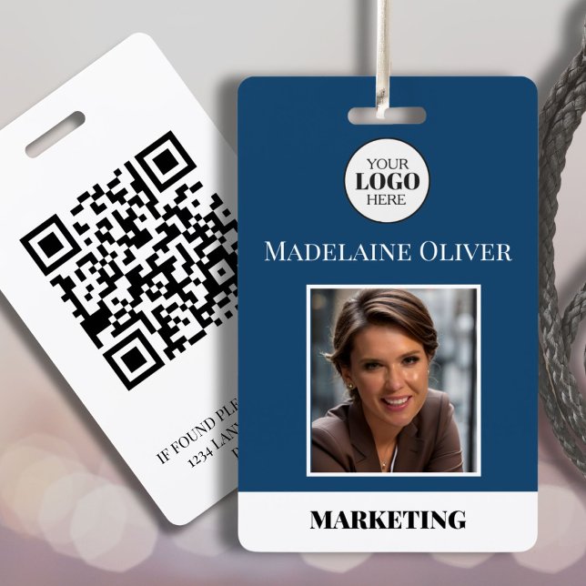 Modern Blue Business Logo Employee Photo ID  ID Badge (Creator Uploaded)