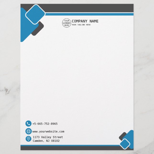 Modern blue Business logo Letterhead (Front)