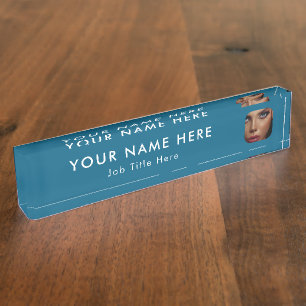 Modern Blue Business Photo Professional Executive Nameplate