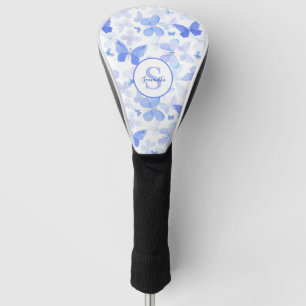Modern Blue Butterfly Monogram Golf Head Cover