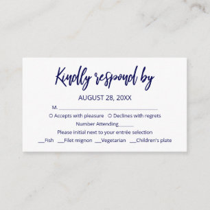 Modern Blue Calligraphy RSVP Response Enclosure Card