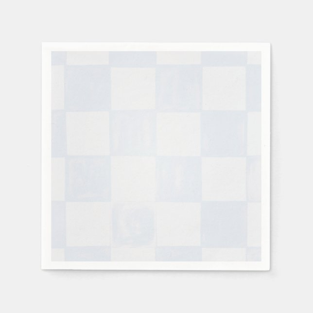 Modern Blue Checkered Baby Shower  Napkin (Front)