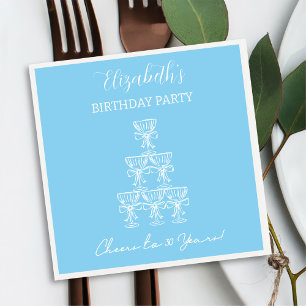 Modern Blue Cheers to 30 years Birthday Napkins