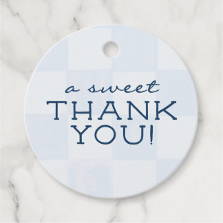 Modern Blue Chequered Baby Shower Favour Tags