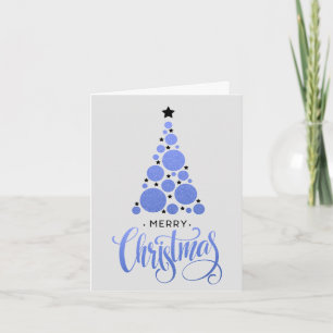 Modern Blue Christmas Tree Holiday Card