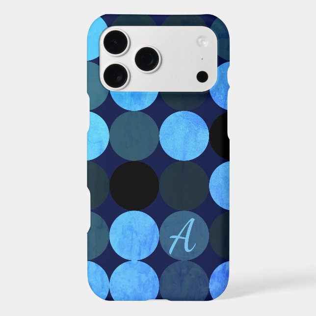Modern Blue Circles & Monogram (Back)
