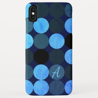 Modern Blue Circles & Monogram iPhone XS Max Case