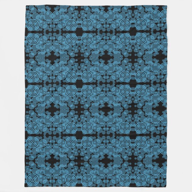 Modern blue circles pattern fleece blanket (Front)