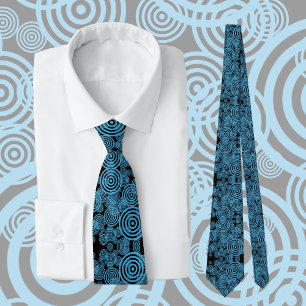 Modern blue circles pattern tie