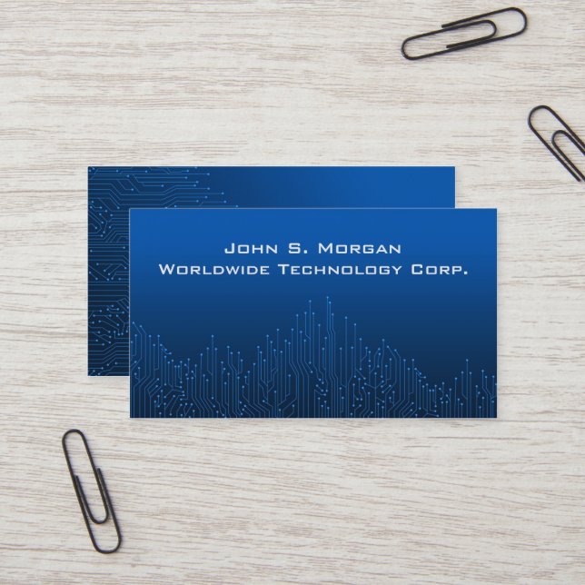 Modern Blue Circuit Board Technology Business Card (Front/Back In Situ)