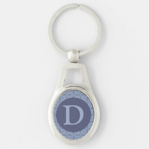 Modern Blue Circular Shapes Seamless Pattern Key Ring