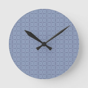 Modern Blue Circular Shapes Seamless Pattern Round Clock