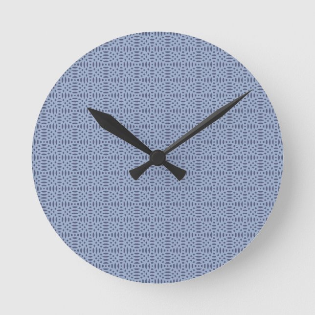 Modern Blue Circular Shapes Seamless Pattern Round Clock (Front)