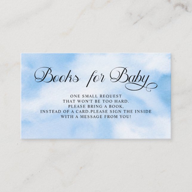 Modern  Blue Cloud Nine Baby Shower Book Request Enclosure Card (Front)
