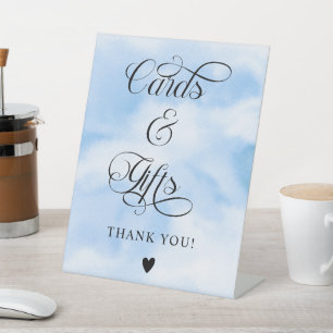 Modern Blue Cloud Nine Baby Shower Cards & Gifts Pedestal Sign