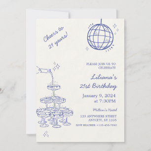 Modern Blue Cocktail Party Invite