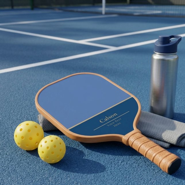 Modern Blue Colour Block Monogram Pickleball Paddle (Creator Uploaded)