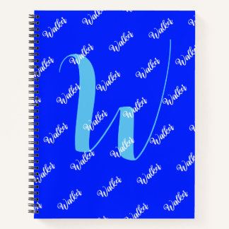 Modern Blue Colour - Trend Initial Name Monogramme Notebook