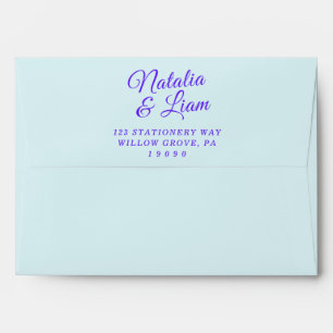 Modern Blue Colourful Retro Bright Funky Wedding Envelope