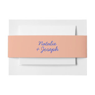 Modern Blue Colourful Retro Whimsical Bold Wedding Invitation Belly Band