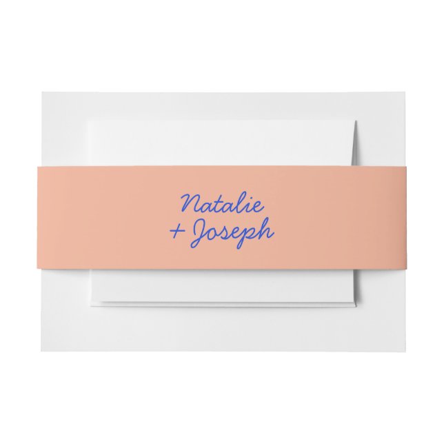 Modern Blue Colourful Retro Whimsical Bold Wedding Invitation Belly Band (Front Example)