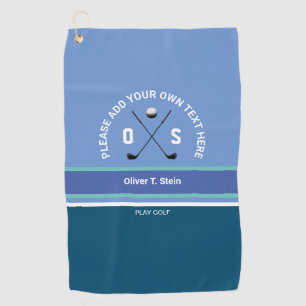 Modern Blue Colours Golf Towel with Golfer Name