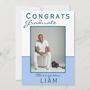 Modern Blue Congrats Graduate Graduation Photo Car