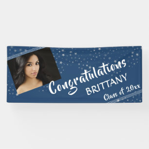 Modern Blue Congratulations Graduate Stars Banner