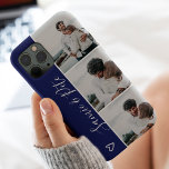 Modern blue couple names 3 photos collage grid Case-Mate iPhone case<br><div class="desc">Modern navy blue heart couples names 4 photos collage grid,  perfect gift for a couple or best friends.</div>