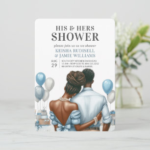 Modern Blue Couples Shower Bridal Shower Invitation