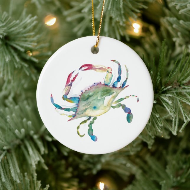 Modern Blue Crab Coastal Christmas Ornament (Tree)