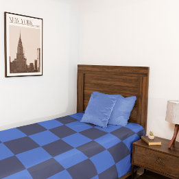 Modern Blue Croatian Chequered Duvet Cover