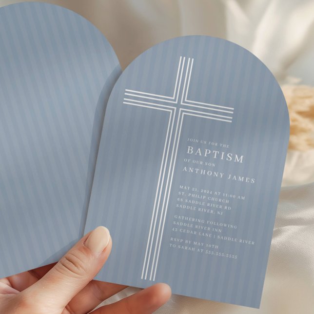 Modern Blue Cross Baptism Invitation (Creator Uploaded)