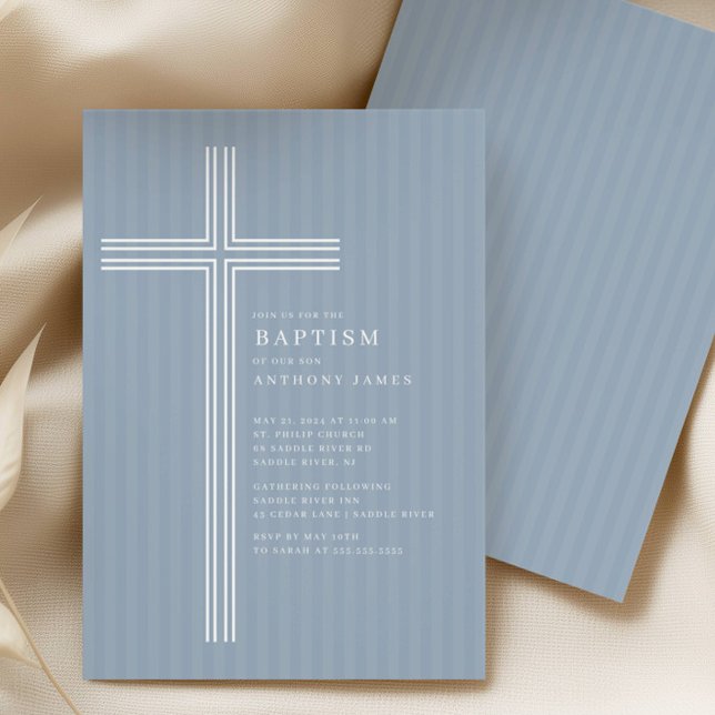 Modern Blue Cross Baptism Invitation (Creator Uploaded)