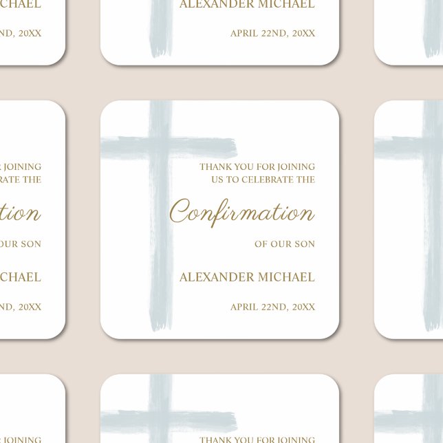 Modern Blue Cross Boy Confirmation Thank You Square Sticker (Creator Uploaded)