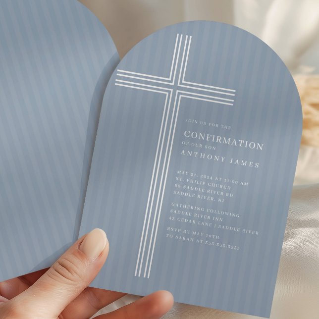 Modern Blue Cross Confirmation Invitation (Creator Uploaded)