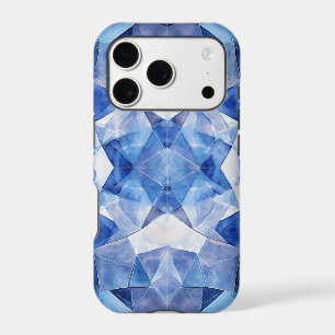 Modern Blue Crystal Geometric Mosaic iPhone Case