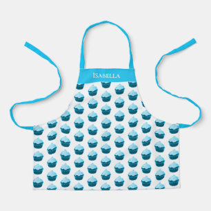 Modern Blue Cupcake Pattern Personalised Apron