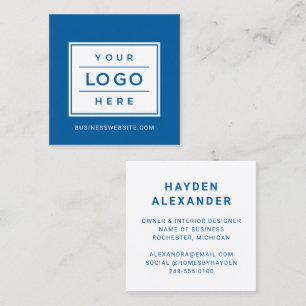Modern Blue Custom Business Logo Square Business Card