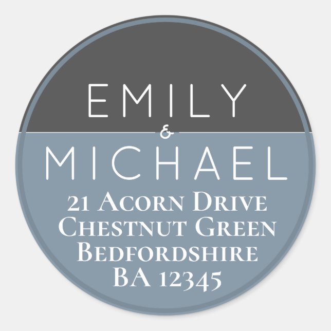 Modern Blue Custom Favour Gift Envelope Event Classic Round Sticker (Front)