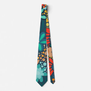 Modern blue dark floral tie