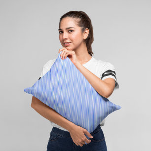 Modern Blue Diagonal Striped Pattern Lumbar Cushion
