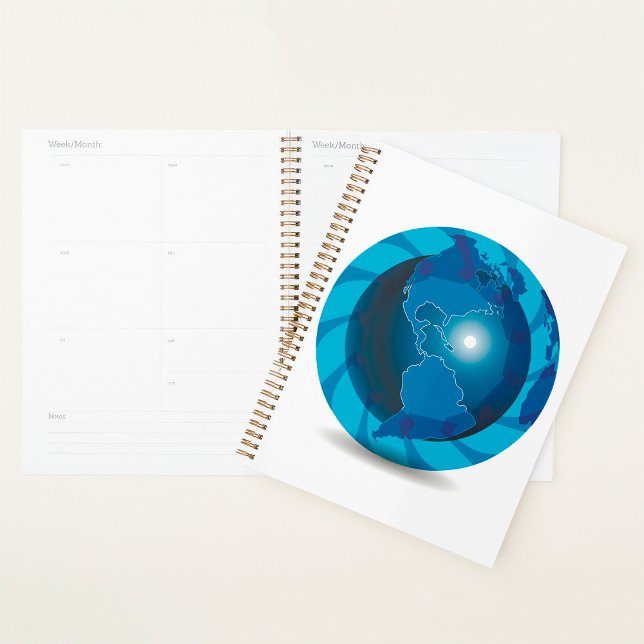 Modern Blue Earth Globe World Map Planner (Creator Uploaded)