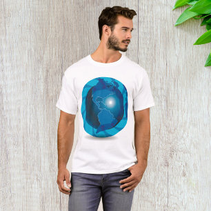 Modern Blue Earth Globe World Map T-Shirt
