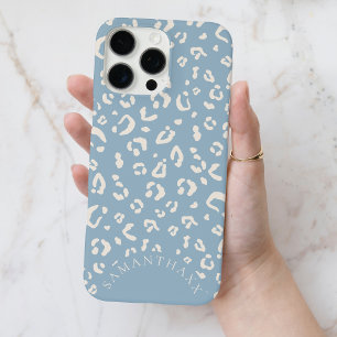 Modern Blue Elegant Custom Leopard Spots Pattern iPhone 16 Pro Max Case