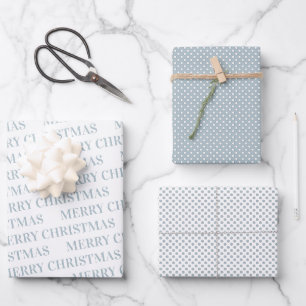 Modern blue elegant polka dot Christmas Wrapping Paper Sheet