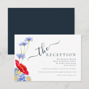 Modern Blue Elegant Summer Floral Wedding Enclosure Card