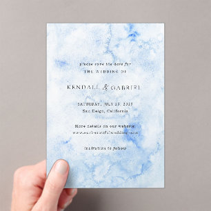 Modern Blue Elegant Wedding Save the Date Acrylic Invitations